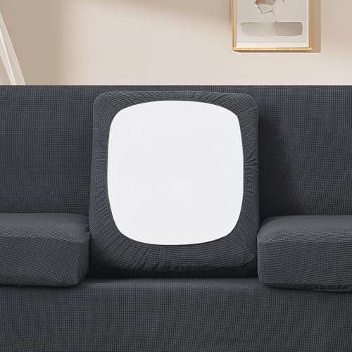 U-NICE HOME 3 Pieces Stretch Couch Cover Sofa Slipcover, Dark Grey - Image 3