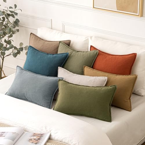 MIULEE Decorative Linen Pillow Covers 20x20 Inch Burnt Orange - Image 5