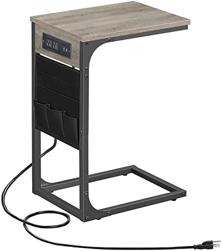 TUTOTAK C Shaped End Table with Charging Station, Side Table for Sofa by ChoosetutotakFurnitureBuildYourCozyHome