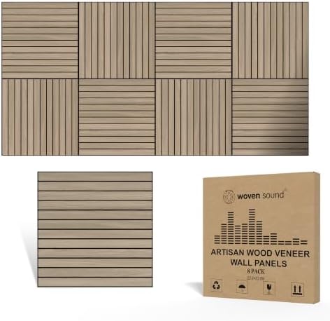 WoveN SounD Acoustic Wall Panels, Gray Oak, 8 Pack, 23.6x23.6 in by WovenSound