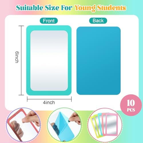Dandat 10 Pcs 6x4 Shatter Proof Unbreakable Kids Mirrors, Fresh Colors - Image 2