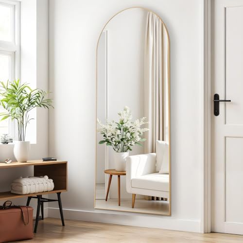 Arched Mirror Full Length, Upgraded 21"x64" Body Wall Mirrors with Shatter-Proof Glass, Floor Standing, Hanging or Leaning, Large Tall Arch Mirror with Stand Aluminum Alloy Frame - Image 4