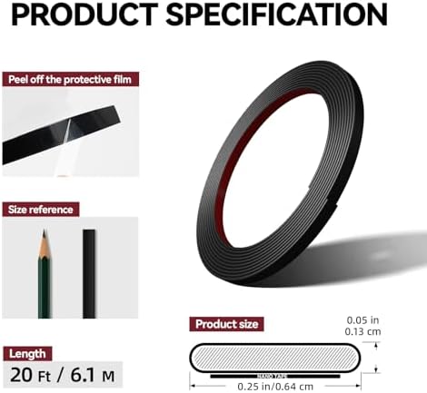 0.25in x 20Ft Peel and Stick Wall Molding Trim Matte Black - Image 4