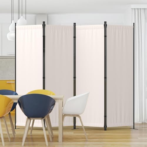 Room Divider 4 Panel Folding Privacy Screen w/ 3 Wide Feet by Kecreque