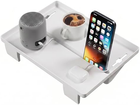 JOYMOOP Clip-On Bedside Shelf for Bunk Beds, Dorm Room Essentials, Bedside Caddy, No-Tool Install Bed Side Table Storage for Loft, Platform Beds, Nightstand Caddy for Phone, Glasses, Book (White) by JOYMOOP