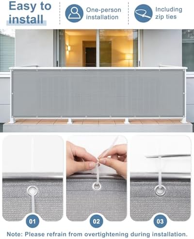 Cool Area Balcony Privacy Screen Fence UV Protection, 3'x16', Grey - Image 5