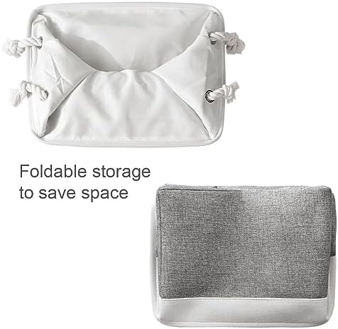 TheWarmHome Organization and Storage Basket for Organizing - 3 Pack 16x12x12 inch Cube Storage Bin Fabric Storage Cubes for Organizer Cloth Gift Toy Closet (White & Grey) - Image 7