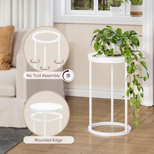 YAUKOMEL Small Round Side Table,Round Sofa End Table White - Image 3