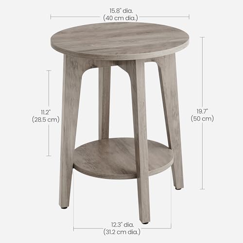 VASAGLE Round Side Table with Lower Shelf, End Table for Small Spaces - Image 3