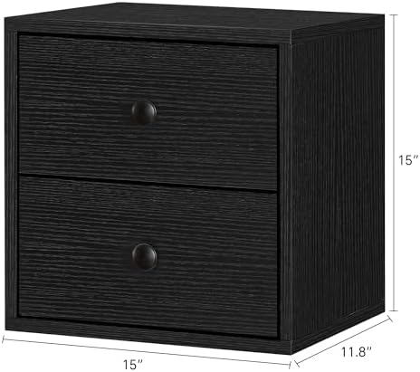FUSUNBAO Magic DIY Cube Storage Organizer Stackable Cubes for Home Books Clothes Toy-Modular Cubby Storage System-Office Cubical-Bookcase Closet (Black, Drawer Cube) - Image 3