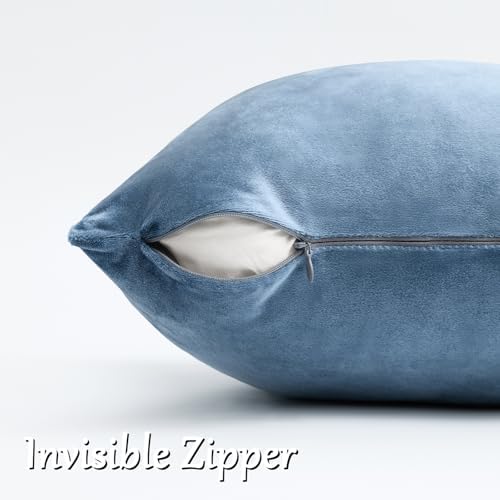 GIGIZAZA Stone Blue Velvet Throw Pillow Covers Big 26x26 Pack of 2 - Image 4