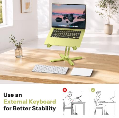 OMOTON LA10 360° Rotating Laptop Stand Riser Foldable for Desk, Citron - Image 4
