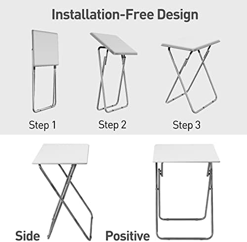 Garden 4 you Portable Folding TV Tray Table TV Dinner Tray with Sturdy MDF,No Assembly Required, 25In(White,1PC) - Image 4