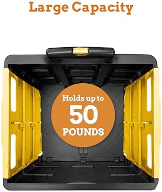 Inspired Living Ultra-Slim Rolling Collapsible Storage Pack-N-Roll Utility-carts, with Telescopic Handle, for Home, Garden, Shopping, Office, School use, Medium, Yellow & Black - Image 3
