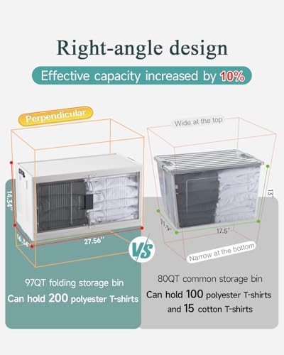 OlarHike 97QT Storage Bins with Lids for Closet, Office, Shelves, 4 Pack - Image 5