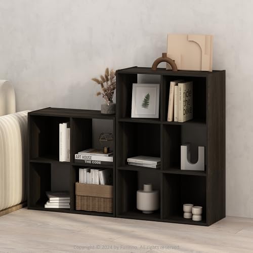 Furinno PELLI Book Shelf, 4-Cube Bookshelf, Cube Storage Organizer Bookcase, 11.7 x 23.7 x 23.8, for Living Room, Bedroom, Home Office, Espresso by Furinno-FitsYourSpaceFitsYourBudget