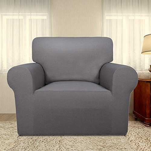PureFit Stretch Chair Covers Fleece Couch Covers for Sofa Light Gray - Image 2