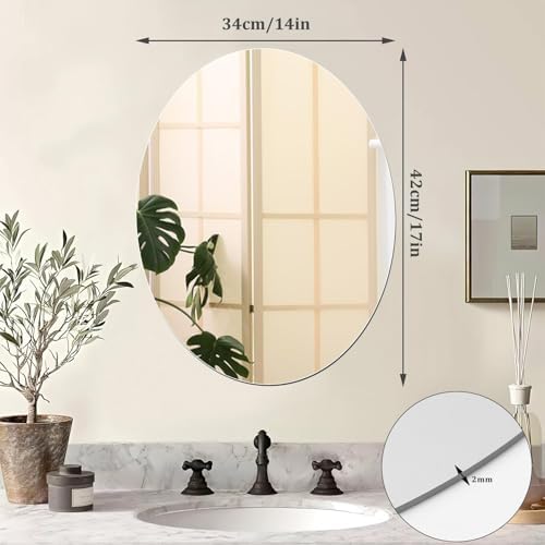 JUNEBRUSHS Oval Mirror, Acrylic Oval Bathroom Mirrors 17x14 Inchs - Image 5