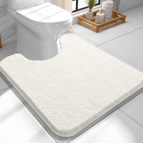OLANLY Toilet Rugs U-Shaped 24x24, Soft Absorbent Chenille Contour Rugs by OLANLY