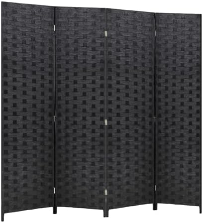 FDW 4-Panel Folding Room Divider | 6ft, Coal Black | Light & Portable by FDW