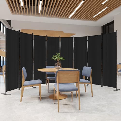C-Hopetree 8 Panels Room Divider, 6 Ft Tall Indoor Folding Privacy Screen, Portable Partition Separator, Freestanding Separation Temporary Wall for Office, Bedroom, 160" W X 71" H, Black by C-Hopetree