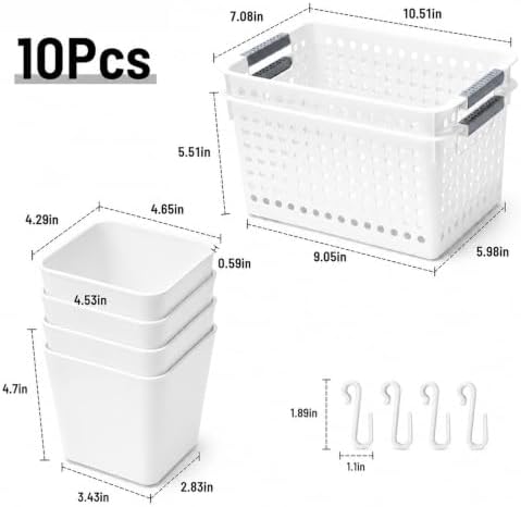 10pcs Rolling Cart Accessories, Storage Bins and Hanging Baskets - Image 6
