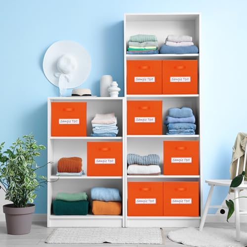 Fabric storage cubes (8 Pack) 13 Inch Cube Storage Bin, cube organizer bins with 8 Labels Window Cards & a Pen, Foldable cube organizer bins and Storage Box, Orange - Image 6