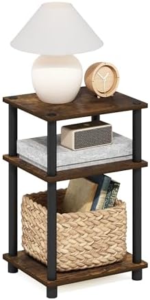 Furinno JUST Toolless 3-Tier Side Table, Open Shelf End Table, Amber Pine by Furinno-FitsYourSpaceFitsYourBudget
