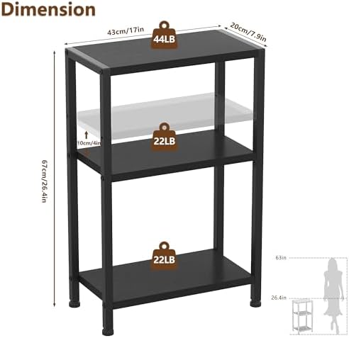 Heybly Small Narrow Side Table for Small Space, Thin Bedside TableHET006BK1 - Image 2