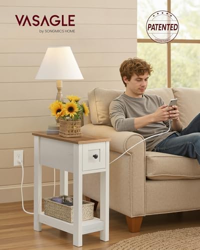 VASAGLE 2-Tier End Side Table, Small Accent Nightstand with Storage Drawer - Image 4