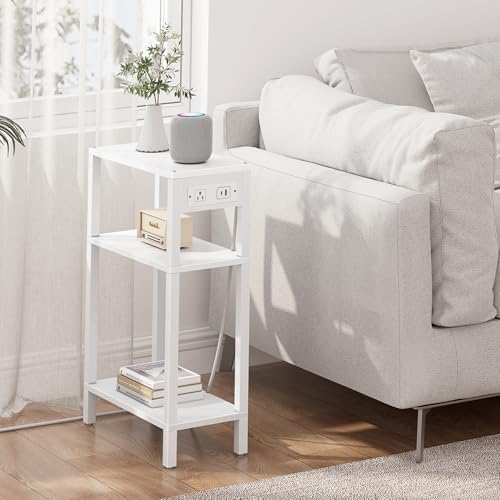 TUTOTAK Narrow Side Table, 3-Tier Small End Table with Charging Station - Image 7
