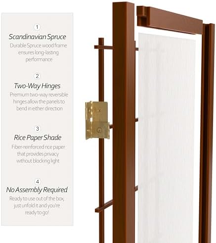 2 ft. Short Desktop Window Pane Shoji Screen - Walnut - 5 Panels - Image 4