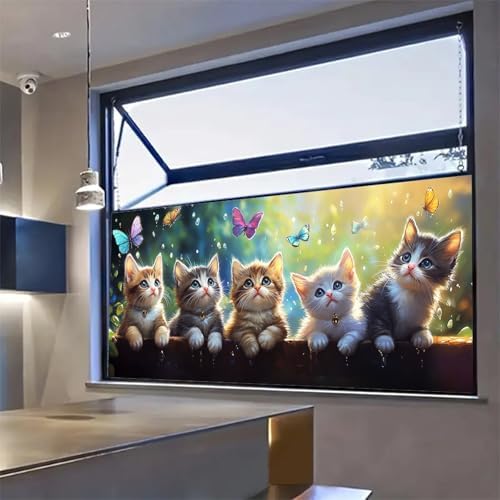 HOMETITUTE Cute Kitten Butterfly Peel Window Cling 39.3x17.7 Inch PVC - Image 7