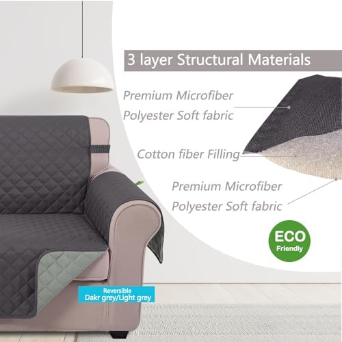 U-NICE HOME Reversible Recliner Chair Covers, Dark Grey/Light Grey - Image 4