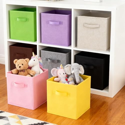 Pumtus 9 Pack Cube Storage Bins, 11 Inch Collapsible Fabric Storage Baskets, Multi Colored Storage Cubes with Handles, Foldable Cube Drawer for Home, Closet, Shelves, Toys Organization - Image 2