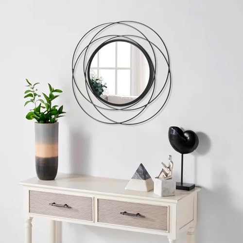 Black Circle Mirror Wall Decorative Metal Mirror Art Small Round Wall-Mounted Mirror Home Wall Decor for Bedroom Living Room Bathroom Entryway 16” x 16” - Image 5