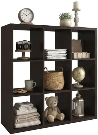 WannabeMyself【2026 Wooden Thick Frame】 9 Cube Storage Organizer with Anti-Tipping Kits, Reversible Open Back Book Shelf,Bookcase for Living Room,Bedroom,Entrance Hall,Office,11.6×36.3×36.3,Chocolate by WannabeMyself