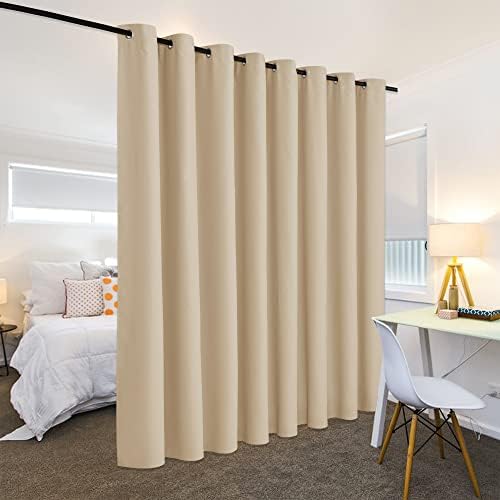 RYB HOME Decor Freestanding Office Partition Wall Divider Blackout Curtain - Image 3