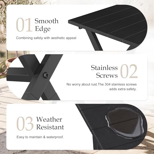 Outdoor Side Table Portable Folding Table Easy to Install,Black - Image 4