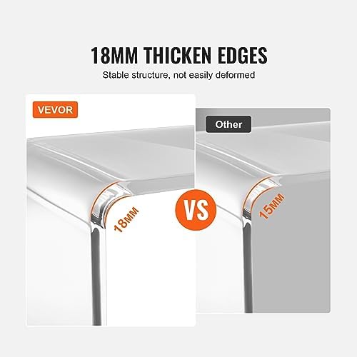 VEVOR Acrylic Side Table, Clear End Table, 18mm Thicker, One-Piece No Assembly Required, 18" High Modern Nightstand Used in Living Room & Bedroom, Bathroom, Home Decor, for Drink, Coffee, Food, Snack - Image 6