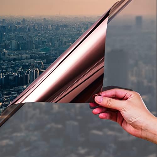 Niviy Tinted Anti-Glare Plastic Film One Way Window Film Privacy Mirror Effect Self-Adhesive Window Tint UV Heat Control Glass Door Film for Home and Office, Tea-Silver 23.6 x 78.7 inches - Image 2
