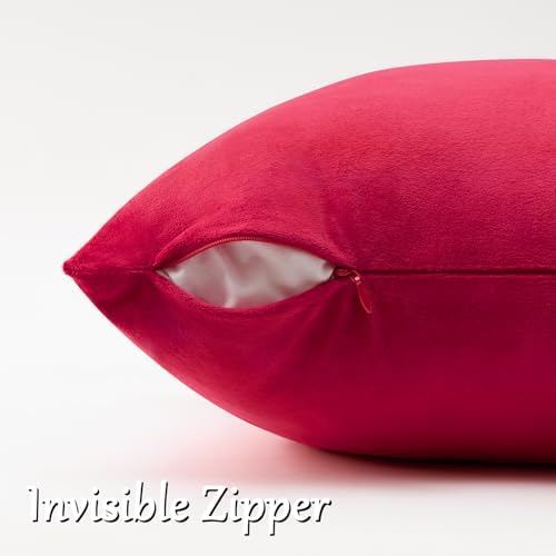 GIGIZAZA Red Velvet Pillow Covers 16x16 Decorative Pillows Pack of 2 - Image 4