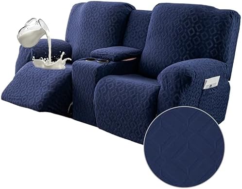 Genina Waterproof Recliner Loveseat Cover,2 Seat with Console,Navy Blue by Genina
