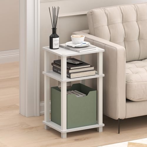 Furinno JUST Toolless 3-Tier Side Table, Open Shelf End Table, White - Image 2