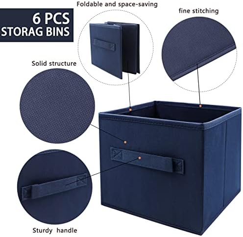 EBIGIC Small Storage Bins,Collapsible Fabric Storage Organizer 9.0"x7.5"x7.5" 6 Pack,Mini Storage Box,fit for closet, living room, bookshelf, Kids clothes and toys storage and organization Blue… - Image 3