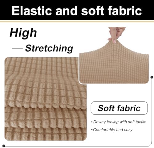 U-NICE HOME 4 Pieces Oversized Stretch Couch Cover Slipcover, Camel - Image 6
