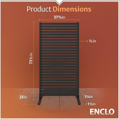 Enclo Slatted Freestanding/Surface Mounted Privacy Screen, Charcoal Wood - Image 6