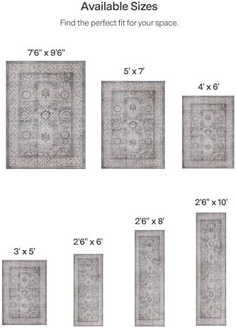 ReaLife Rugs Machine Washable Area Rug Runner - Living Room Bedroom Bathroom Kitchen Entryway Office - Padded Low Pile Stain Resistant Premium - Boho Farmhouse Vintage - Paz - Beige Gray Ivory 3'x5' - Image 2