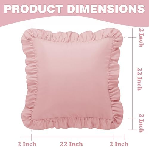 KKJIAF 2 Pack Ruffle Pillow Cases 22x22 Inches, Light Pink - Image 3