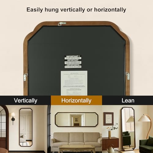 WallBeyond Full Length Mirror Wall Mounted 65"x22", Rustic Wooden Frame Floor Mirror, Large Full Body Mirror for Bedroom, Leaning or Hanging Against Wall (Walnut Solid Wood) - Image 5